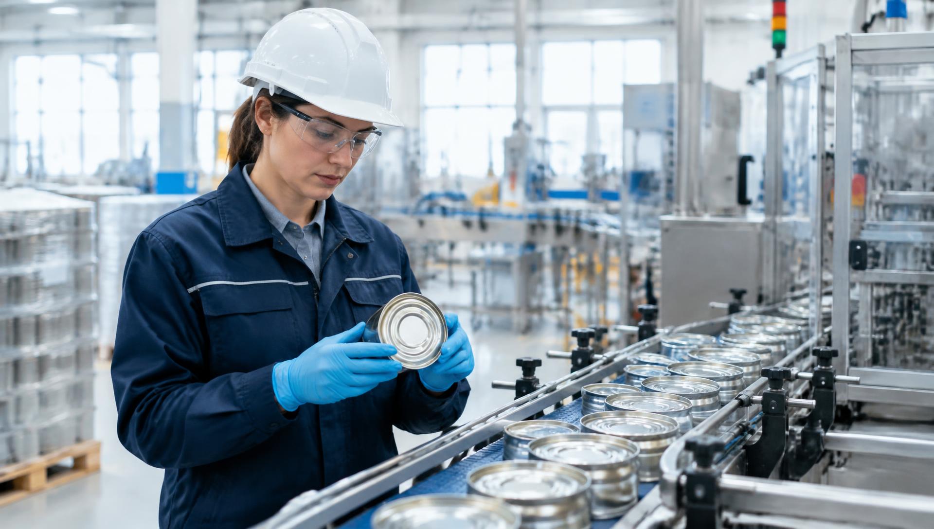Engineer inspecting can ends